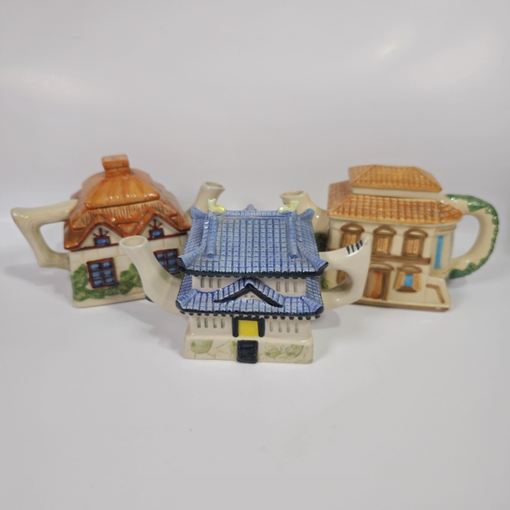 House of Katayama 1982 Set Of 3 New Mini Teapots, Creamer, Japan Mini House
